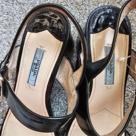 Prada Vintage Black Platform Strap Heels - Picture 4 of 12